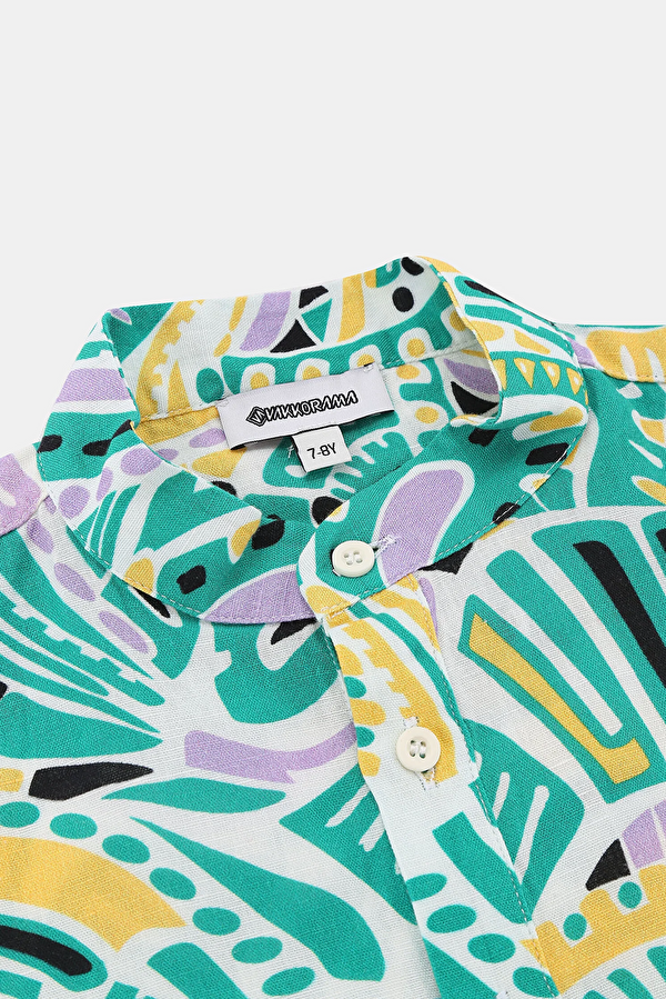 Multicolor Design Filled Mandarin collar Shirt 3