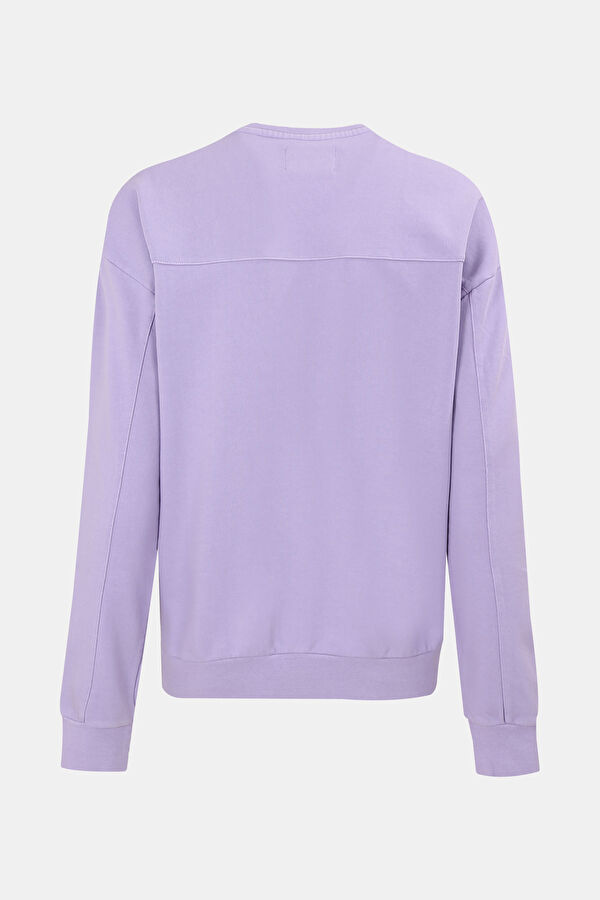 Lila Relax Kalıp Bisiklet Yaka Erkek Sweatshirt 5