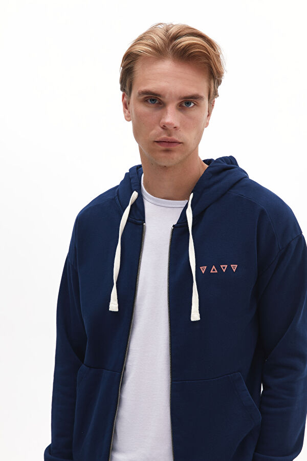 Navy Blue Relax Fit Hoodie Sweatshirt 2