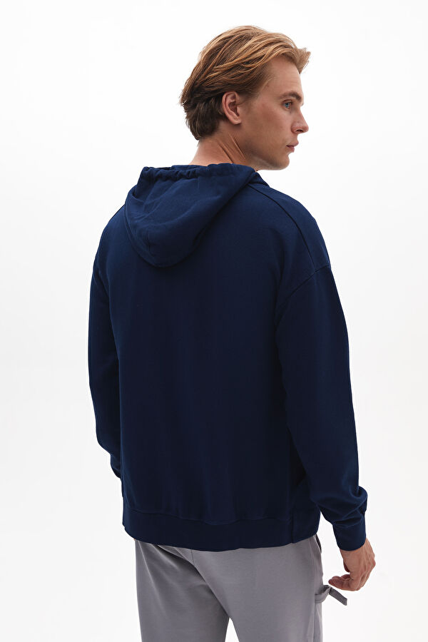 Navy Blue Relax Fit Hoodie Sweatshirt 3