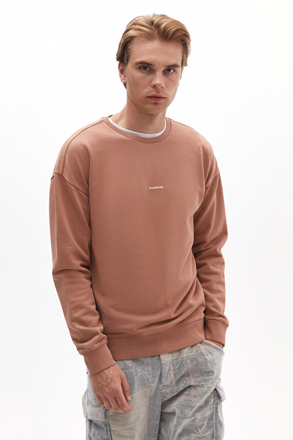 Kiremit Relax Kalıp Bisiklet Yaka Sweatshirt