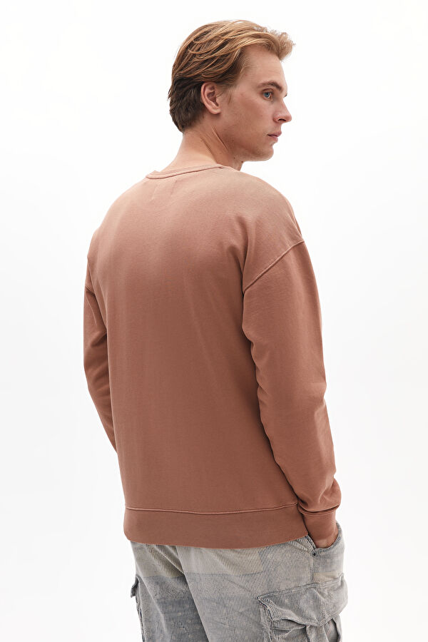 Kiremit Relax Kalıp Bisiklet Yaka Sweatshirt 2