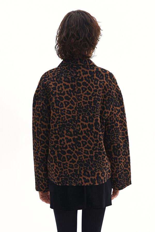 Leopar Desenli Suni Kürk Mont 3