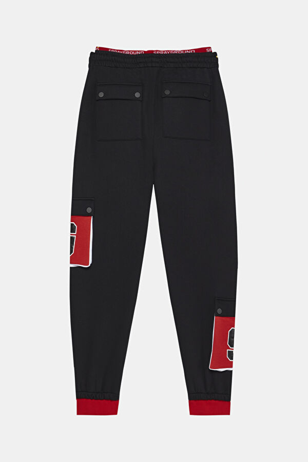 Relax Fit Black Printed Sports Trousers 2