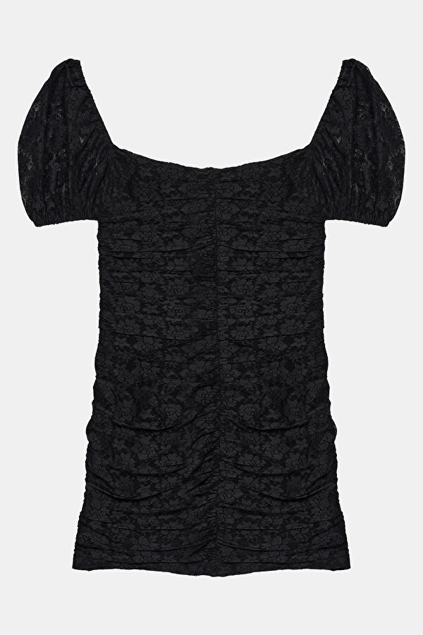 Black Patterned Mini Women's Dress 4