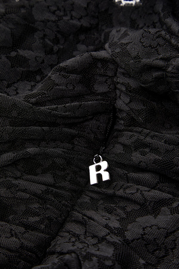 Black Patterned Mini Women's Dress 5