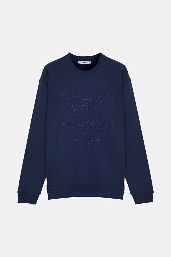 Lacivert Bisiklet Yaka Sweatshirt