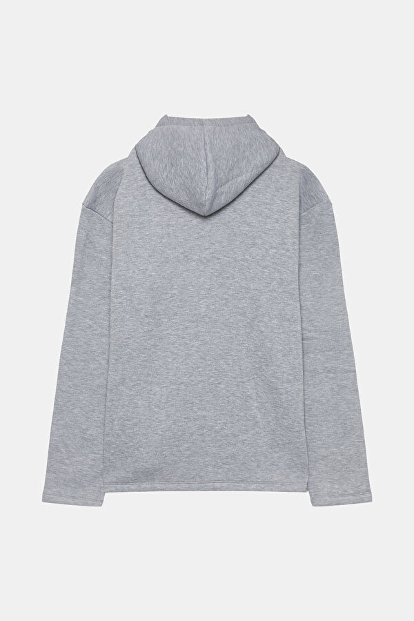 Gri Kapuşonlu Erkek Sweatshirt 2