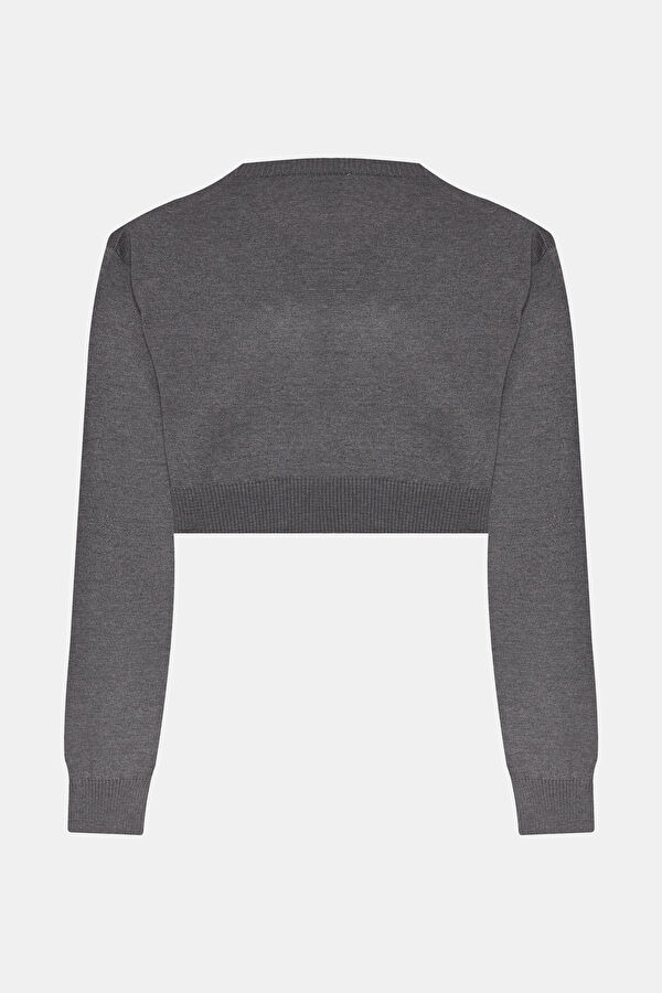 Grey Melange Knitted Women's Sweater 2