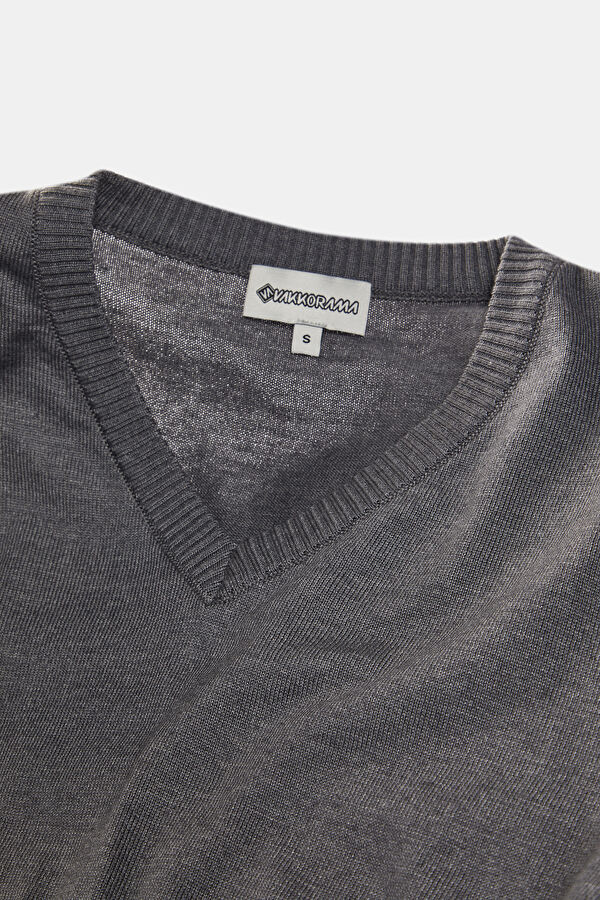Grey Melange Knitted Women's Sweater 3