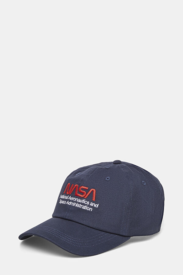 Navy Blue Embroidered Hat