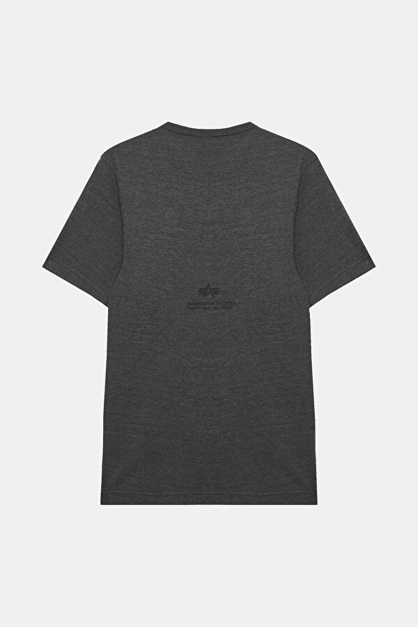 Gri Bisiklet Yaka Baskılı T-Shirt 2