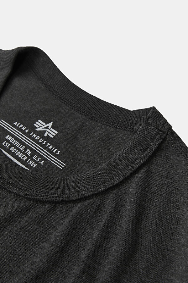 Gri Bisiklet Yaka Baskılı T-Shirt 3