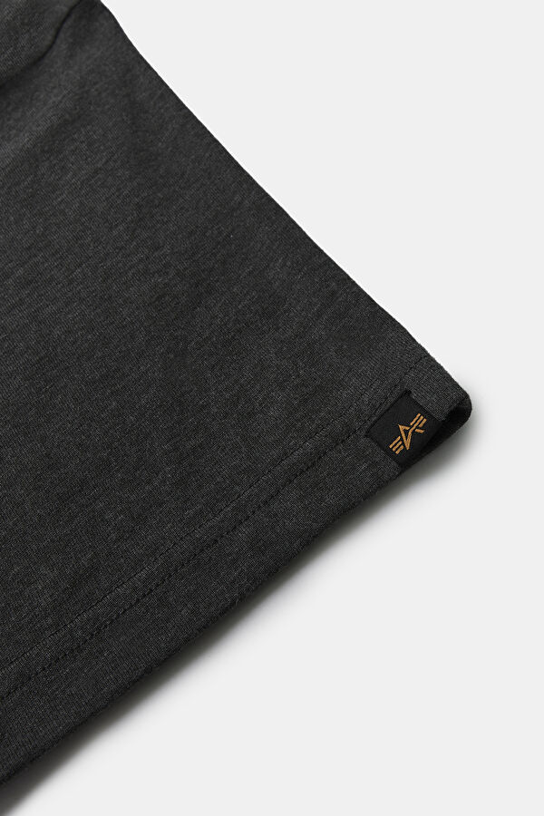 Gri Bisiklet Yaka Baskılı T-Shirt 4
