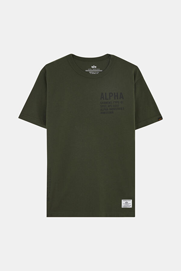 Haki Bisiklet Yaka Baskılı T-Shirt