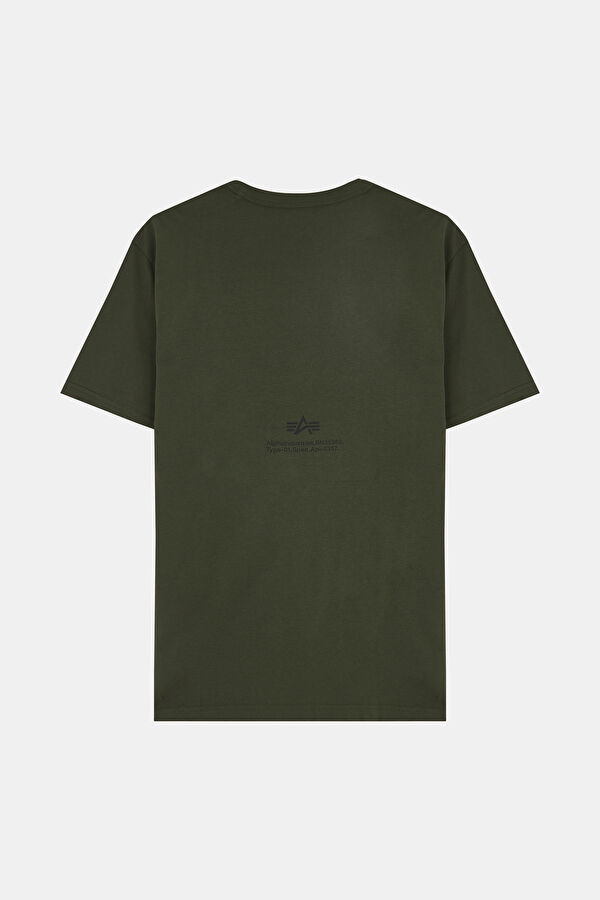 Haki Bisiklet Yaka Baskılı T-Shirt 2