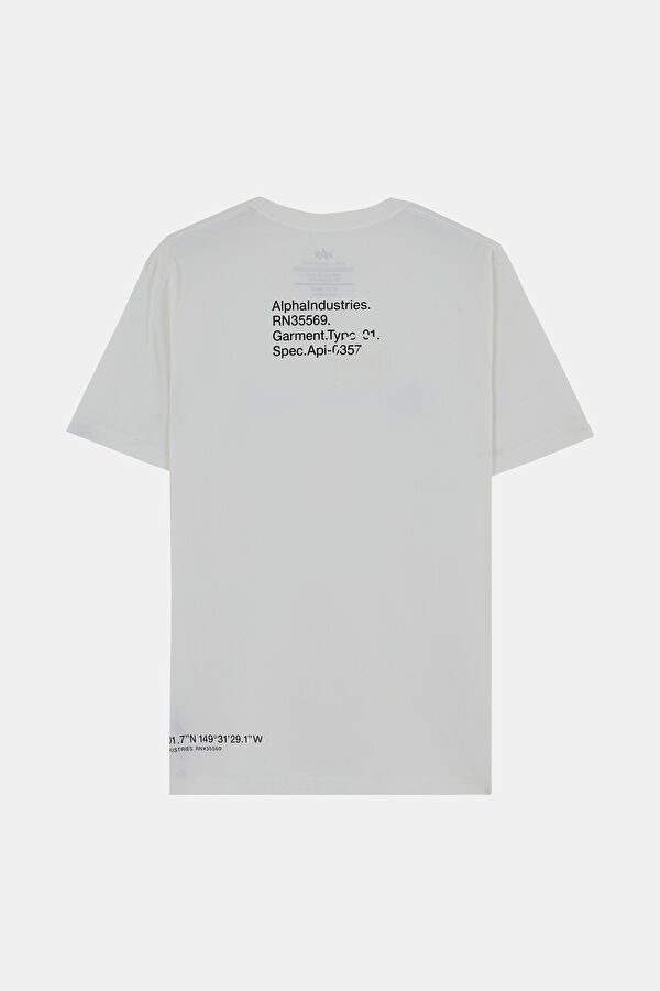 Beyaz Bisiklet Yaka Baskılı T-Shirt 2