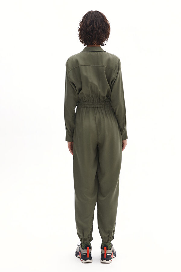 Khaki Buttoned Women's Jumpsuit 2