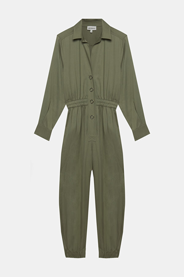 Khaki Buttoned Women's Jumpsuit 4