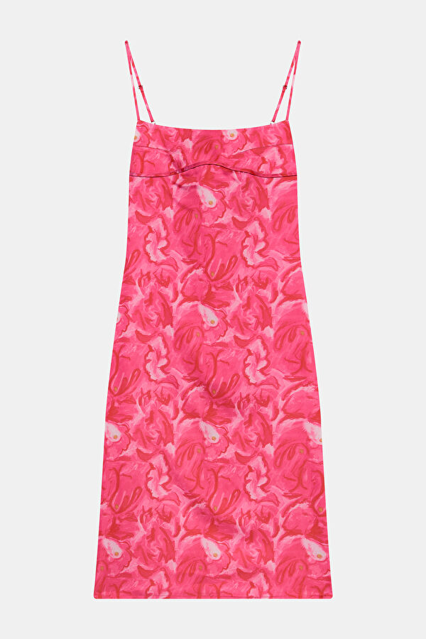 Pink Patterned Midi Women's Dress