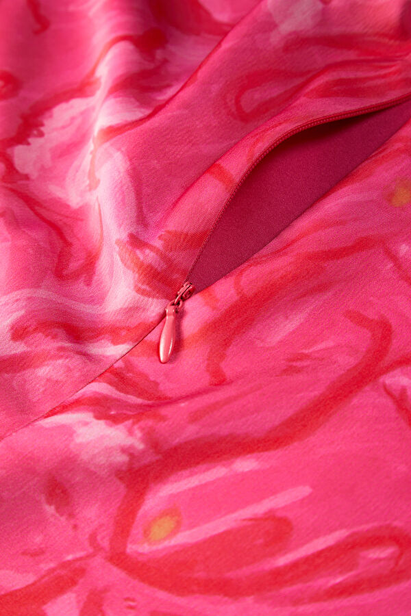 Pink Patterned Midi Women's Dress 5