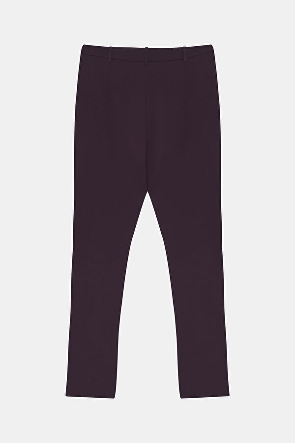 Plum-colored slim-fit women's trousers 2
