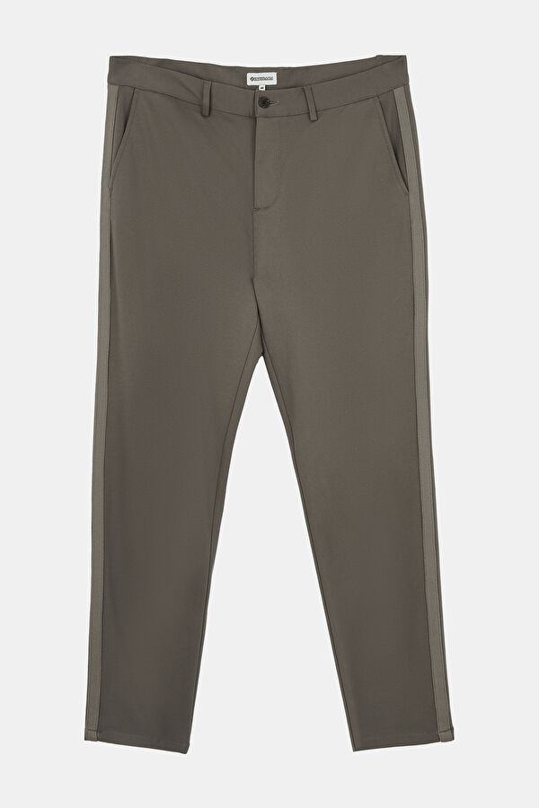 Mink-colored Viscose Men's Straight Leg Trousers
