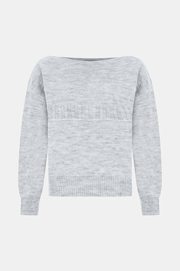Grey Melange Knitted Women's Sweater