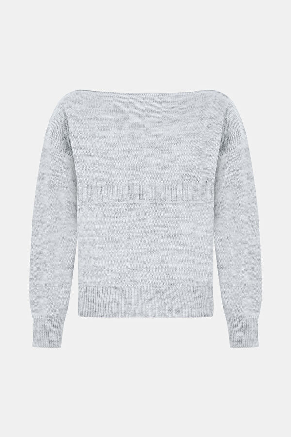 Grey Melange Knitted Women's Sweater 2
