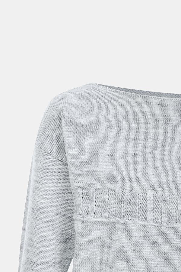 Grey Melange Knitted Women's Sweater 3