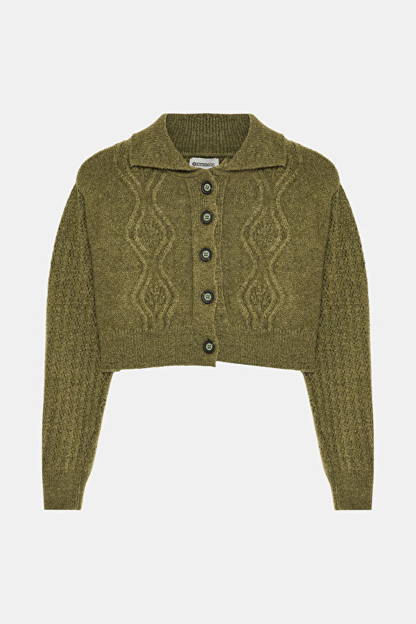 Khaki Knitted Women's Cardigan