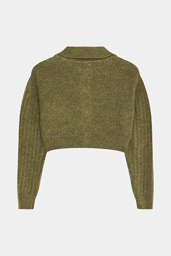 Khaki Knitted Women's Cardigan 2