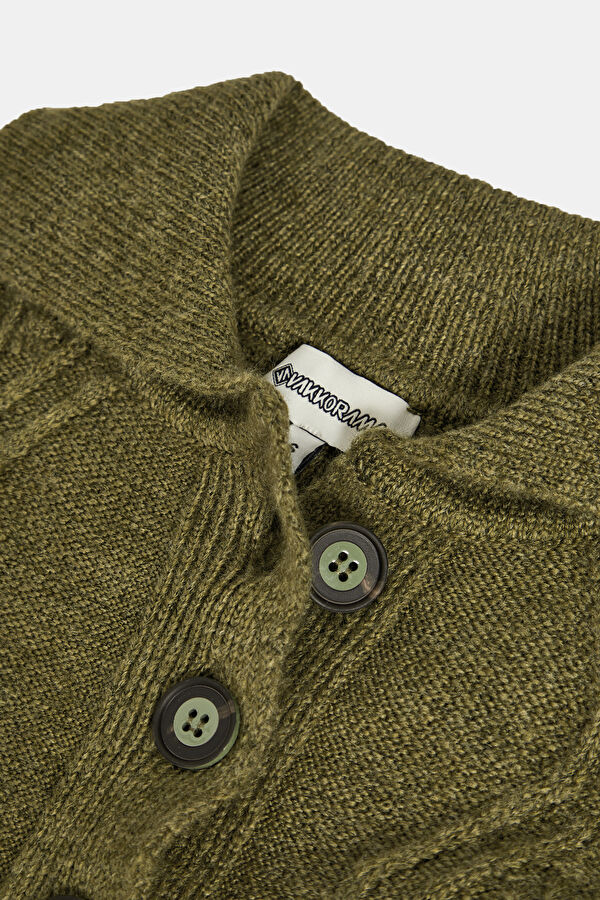 Khaki Knitted Women's Cardigan 3