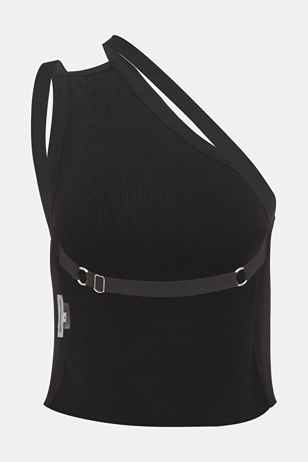 Black Strappy Women's Blouse 5