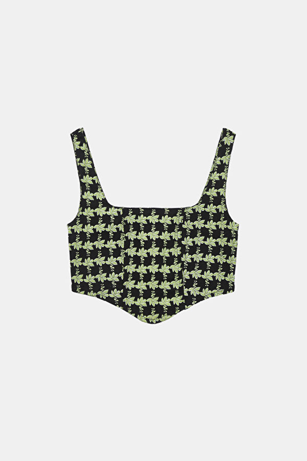 Colorful Patterned Strappy Women's Blouse