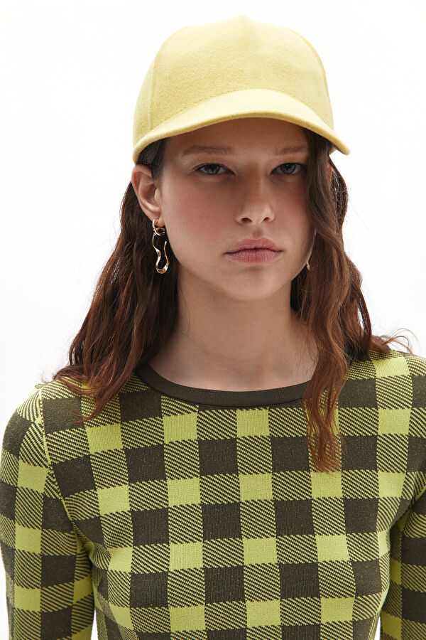 Green Plaid Viscose Knit Women's Sweater 2