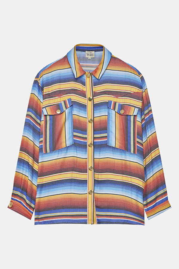 Comfort Blue Striped Pattern Women's Shirt