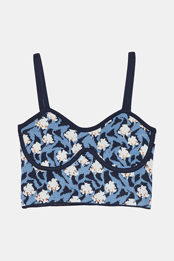 Colorful Patterned Strappy Women's Blouse
