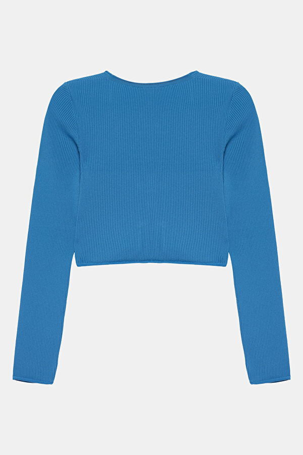 Blue Viscose Knit Women's Cardigan 2