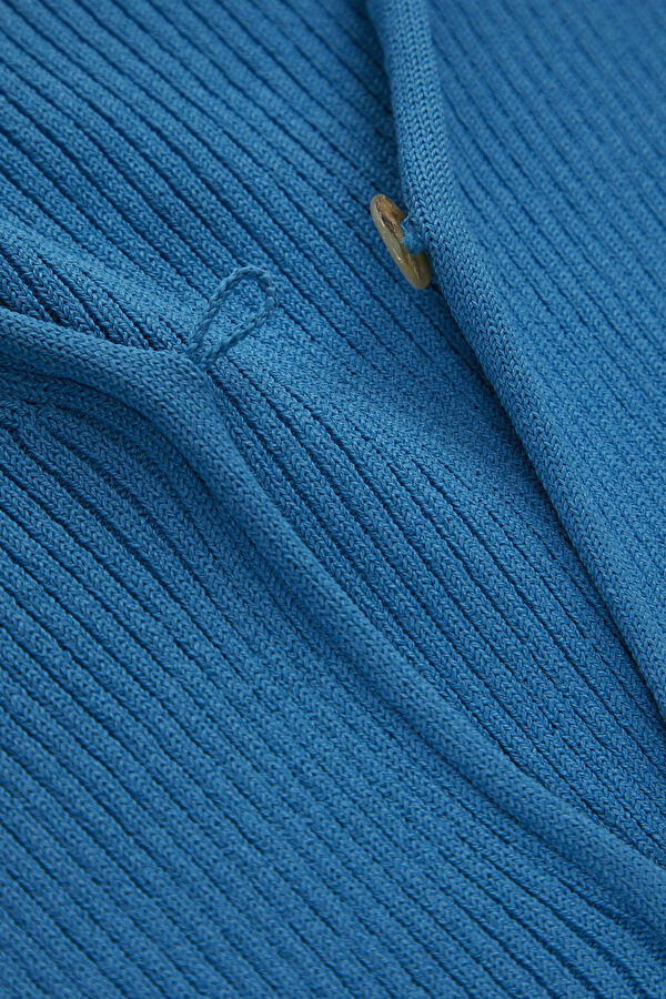 Blue Viscose Knit Women's Cardigan 4
