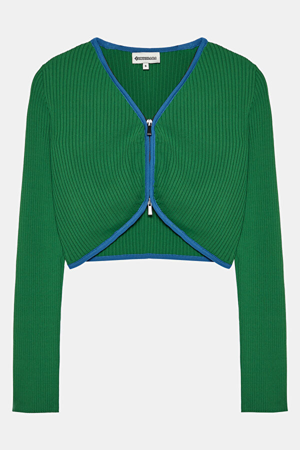 Green Viscose Knit Women's Cardigan