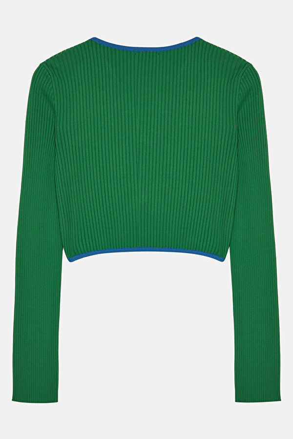 Green Viscose Knit Women's Cardigan 2