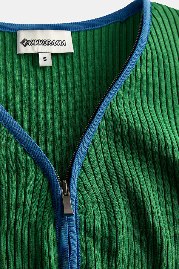 Green Viscose Knit Women's Cardigan 3