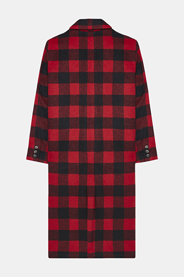 Women's Wool Blend Cashmere Coat with Plaid Pattern 2