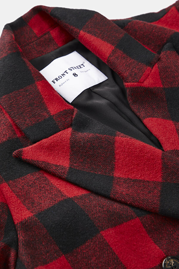 Women's Wool Blend Cashmere Coat with Plaid Pattern 3