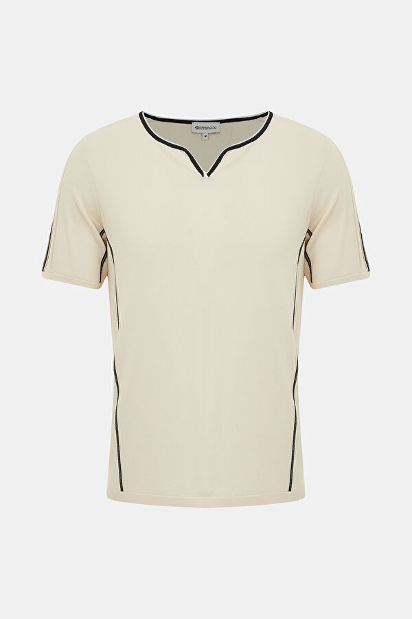 Off-white V-neck men's T-shirt
