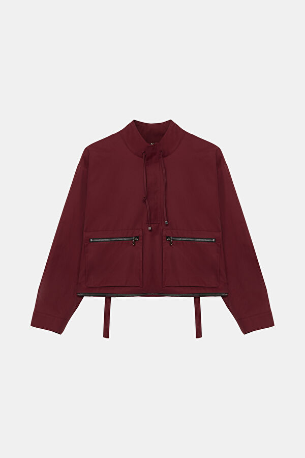 Bordo Fermuar Detaylı Mont