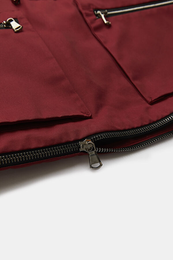 Bordo Fermuar Detaylı Mont 4
