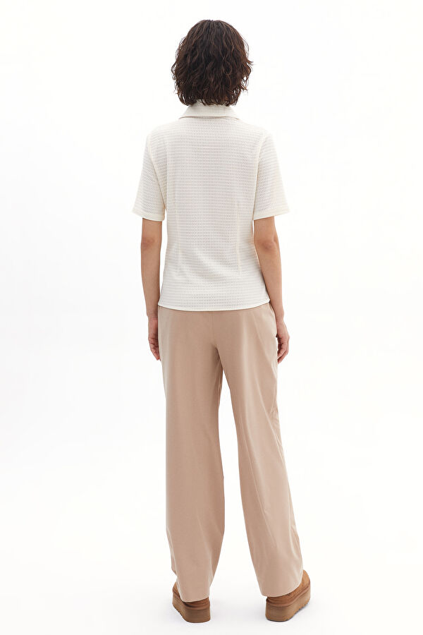 Beige Straight Leg Women's Trousers 2