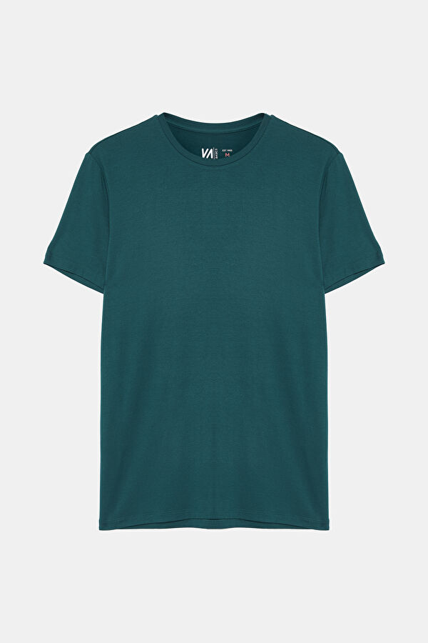 Petrol Bisiklet Yaka T-Shirt